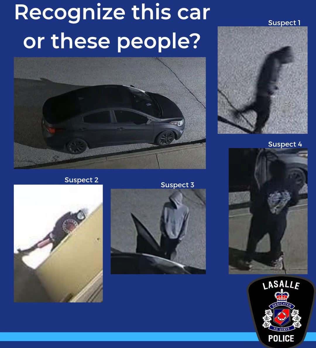 Suspects, vehicle wanted in outlet mall break-and-enter