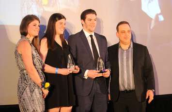 Recipients of a 2016 WESPY receive their awards, March 28, 2016, (Photo by Maureen Revait)