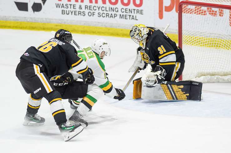 London Knights at Sarnia Sting January 10, 2024. Photo by Metcalfe Photography. 
