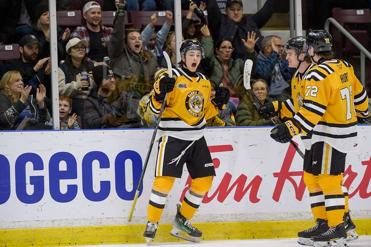 Sarnia Sting host North Bay Battalion, February 25,2024. (Photo by Metcalfe Photography)