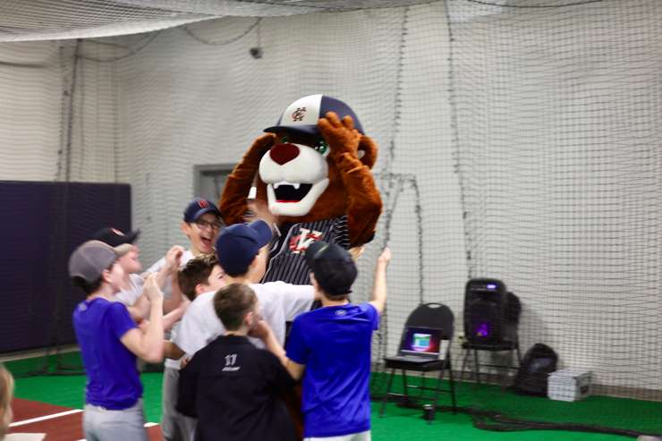 Lefty of the Chatham-Kent Barnstormers with fans (Image from the Chatham-Kent Barnstormers via Facebook)