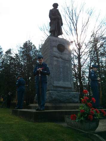 The Honour Guard stands Sentry at the Cenotaph in Wingham, ON for 2015 Remembrance Day Service.