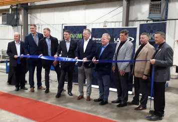 Akromold of Goderich and Laker Energy of Oakville announce a partnership Wednesday, May 1st at Plant 2 in Goderich (photo by Bob Montgomery)
