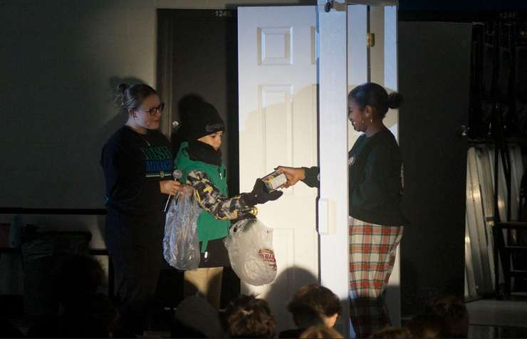 Skit performed at Irish Miracle pep rally at St. Patrick's High School. November 28, 2023. (Photo by Natalia Vega)