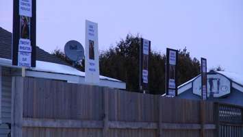 Protest signs on a property on Taylor Ave in Chatham (Photo by Jake Kislinsky).