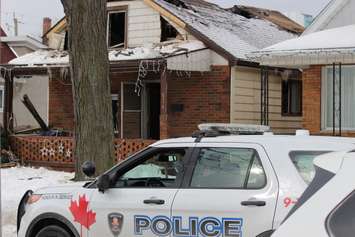 Windsor firefighters respond to a blaze at 574 Elliott St. E on February 18, 2015. (Photo by Jason Viau)
