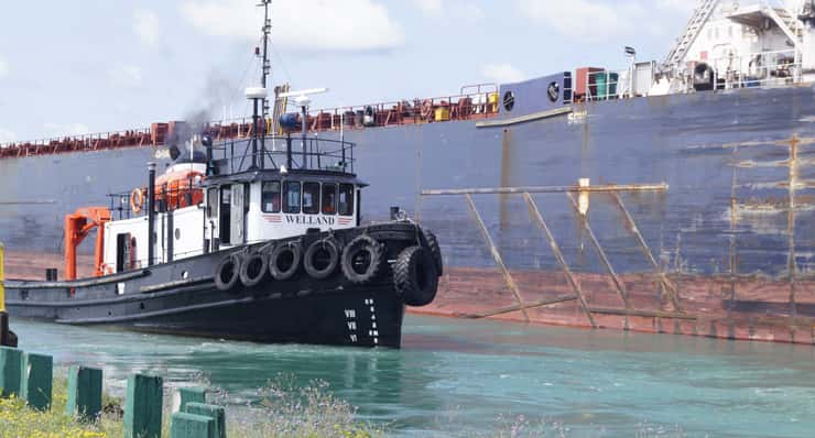 Vessel used to push the Algoma Equinox. July 22, 2026. (Photo by Natalia Vega)