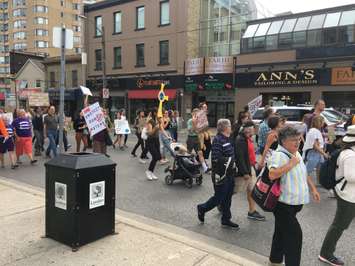 Climate strike demonstators march down Richmond Street in London on Friday, September 27. Photo by Scott Kitching. 