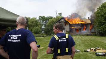 The Sarnia Fire Rescue Service conducts live fire training at 2172 London Line. June 9, 2017 (Photo by Melanie Irwin)