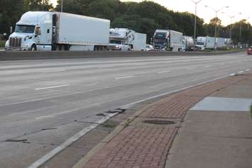 Traffic coming off the Ambassador Bridge was being diverted due to an accident on Huron Church Rd. and Tecumseh Rd. W, July 21, 2015. (Photo by Jason Viau)