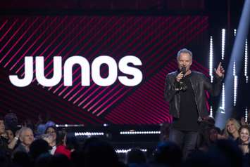 2019 JUNO Awards. Sting introduces David Foster.  Budweiser Gardens, London, ON. March 17, 2019. Photo courtesy pf CARASiPhoto