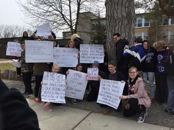 Students protesting at North Lambton Secondary School - April 4, 2019 (Photo courtesy of Brooklyn Glover)