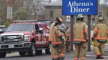 Fire at Athena's Diner in Wyoming May 9, 2019. (Blackburnnews.com photo by Colin Gowdy)