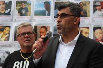 A member of the Windsor Islamic Council speaks at a vigil held in Windsor after the deadly shooting at a gay nightclub in Orlando. (Photo by Ricardo Veneza)