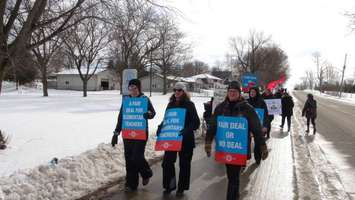Teachers Picket at Bluewater Board Office in Chesley (Photo by Kirk Scott)