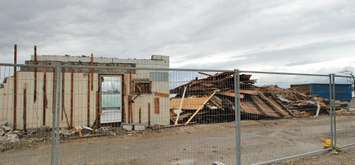 The familiar law building at 2 Ferry Dock Hill all but gone May 15, 2020 (BlackburnNews.com photo by Dave Dentinger)