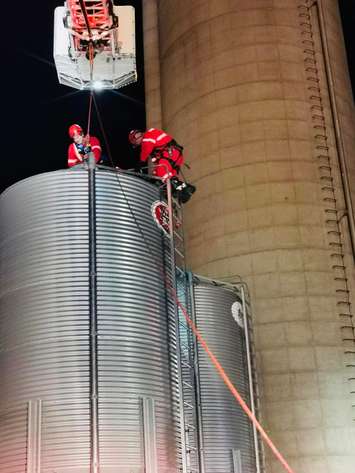 Petrolia Fire Dept. Rope Rescue, Feb 16, 2022. Photo courtesy of the Petrolia and North Enniskillen Fire Dept. via Facebook. 
