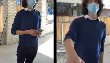 Doorbell camera images of a suspect connected to the theft and violent robbery of an elderly resident in Windsor, October 2, 2025. Images provided by Windsor police.