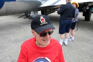 Veteran John Percival after flight aboard B-17 June 19, 2017 (Photo by Dave Dentinger)