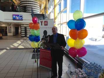 YMCA President and CEO Jim Janzen speaks at Strong Kids Campaign launch. (BlackburnNews.com photo by Melanie Irwin)