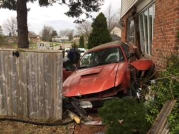 A vehicle crashed into the front of a duplex on Culver Dr., April 19, 2017. Photo courtesy of Anita Garnet.