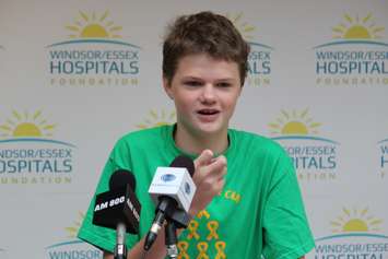 Andrew Gatto talks about his battle with Cancer at Windsor Regional Hospital during an event for Childhood Cancer Awareness Day, September 28, 2015. (Photo by Mike Vlasveld)