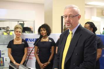 National Airlines President and CEO Edward Davidson speaks at Windsor International Airport, October 1, 2015. (Photo by Mike Vlasveld)
