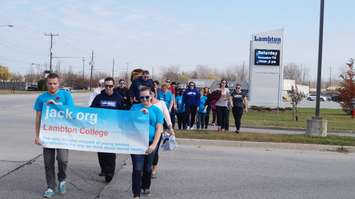 Students walk for mental health awareness down London Rd.. The event supports jack.org in memory of Jack Windeler, a first year Queens University student who unexpectedly committed suicide. November 5, 2015 (BlackburnNews.com Photo by Briana Carnegie)