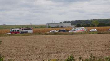 Emergency crews on scene at a plane crash north of Chatham, October 2, 2015 (Photo by Jake Kislinsky)