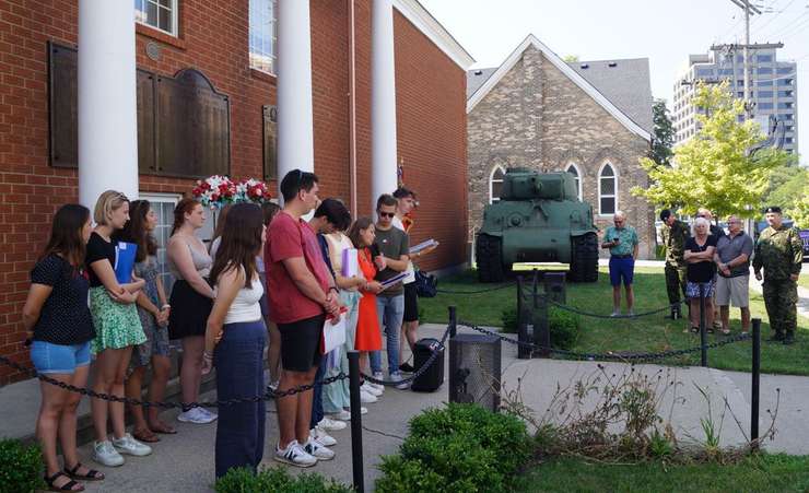 Service held outside of the Sarnia Legion. August 3, 2023. (Photo by Natalia Vega)