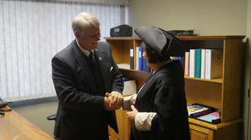 Sarnia City Councillor Bev MacDougall is elected Lambton County's 156th Warden, defeating St. Clair Twp Mayor Steve Arnold. December 10, 2014 (BlackburnNews.com photo by Jake Jeffrey)
