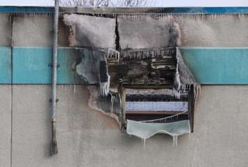 The scene of a $1-million fire at Mayson Machining on Sandwich St. in Windsor, Novermber 18, 2014. (photo by Mike Vlasveld)