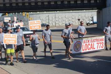 Unionized workers march in Windsor's annual Labour Day Parade, September 3, 2018 (Photo by Adelle Loiselle)