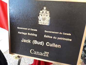 The Bud Cullen plaque. August 10, 2018. (Photo by Colin Gowdy, BlackburnNews)