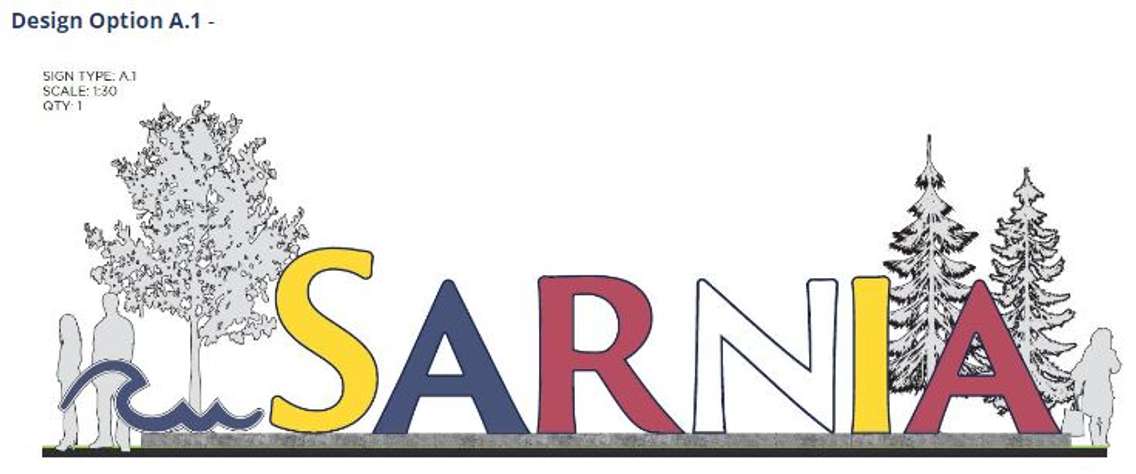 Letter sign - Design option A.1. (Photo courtesy of the City of Sarnia)