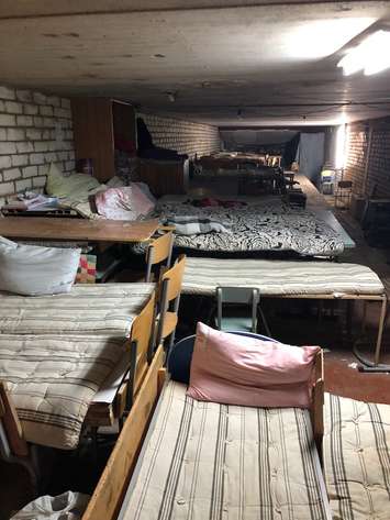 Kevin Broadwood visits bomb shelter in Ukraine (Photo via Keivn Broadwood Facebook)