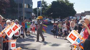 Mascot Pachi the porcupine outside City Hall June  16, 2015 (BlackburnNews.com Photo by Briana Carnegie).