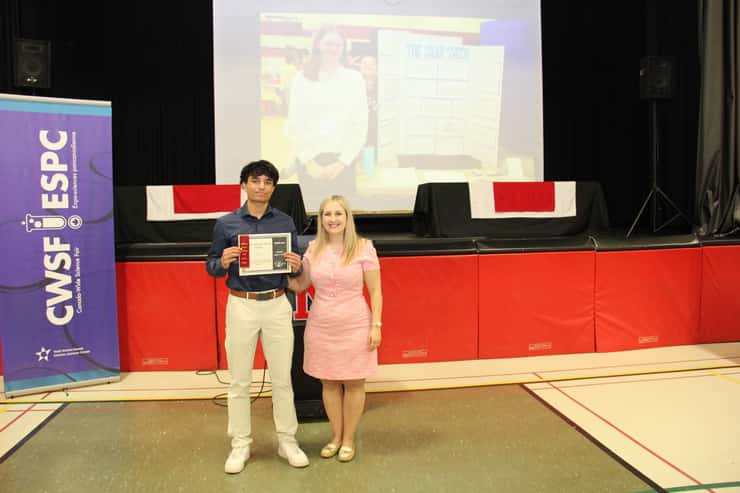 (From left to right) Om Patel with Melissa Chopcian at the 2026 Lambton County Science Fair. Submitted photo.