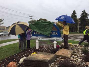 New signs are unveiled at Sarnia's Germain park. October 20, 2016 BlackburnNews.com photo by Melanie Irwin