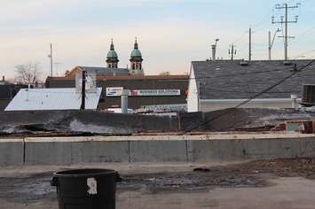 The roof of the commercial building on Queen and Richmond St. that had been affected by the fire. November 22, 2016. (Photo by Natalia Vega)