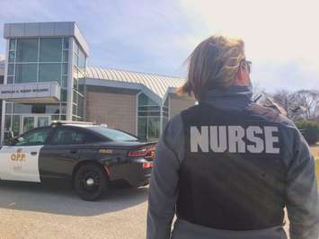 A CMHA registered nurse, part of the Lambton OPP Mobile Crisis Response Team, is photographed in Point Edward. 2021 Photo courtesy of Lambton OPP