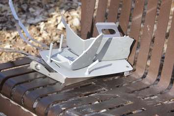 Destroyed Eco-Counter. April 2021. (Photo by Allen Woodliffe, submitted by  Genevieve Champagne.)