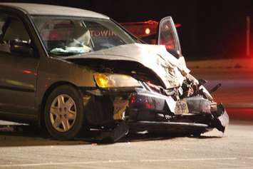 Emergency crews respond to a crash at the intersection of Walker Rd. and HWY 3, April 21, 2015. (Photo by Jason Viau)