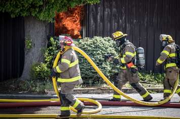 Firefighters respond to the scene of a blaze on Inshes Avenue in Chatham. May 19, 2021. (Photo submitted by Darren Soucie)