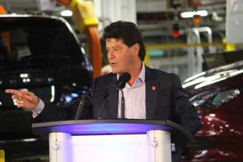Unifor President Jerry Dias at the launch for the 2017 Chrysler Pacifica, May 6, 2016. (Photo by Maureen Revait) 