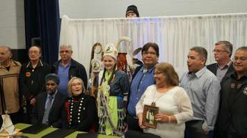 A historic signing ceremony Thursday marked the official return of the Camp Ipperwash lands. April 14, 2016 (BlackburnNews.com Photo by Briana Carnegie)