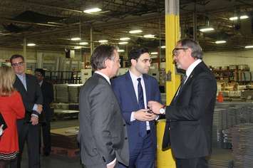 London Liberal MP Peter Fragiskatos with Dajcor President Mike Kilby and Chatham-Kent Mayor Randy Hope. December 19, 2016. (Photo by Natalia Vega)