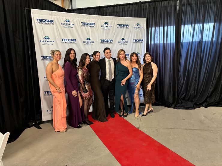Tessa Virtue and Scott Moir with Bluewater Health Foundation members. May 7, 2026. Blackburn Media photo by Natalia Vega.
