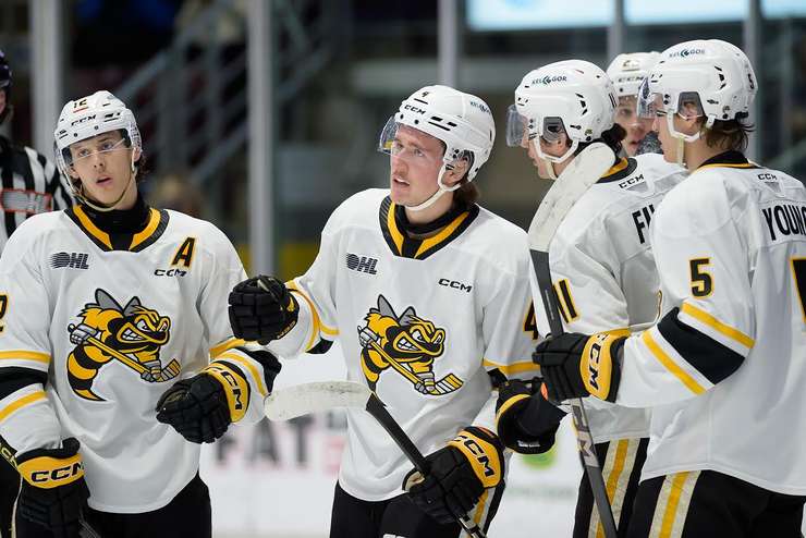 Sarnia Sting host Flint Firebirds on November 19, 2023. Photo by Metcalfe Photography. 