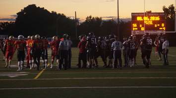 Tempers flare in the 4th quarter against Oakville, refs decided to call the game. August 6, 2016. Photo by Jake Jeffrey (www.blackburnnews.com)